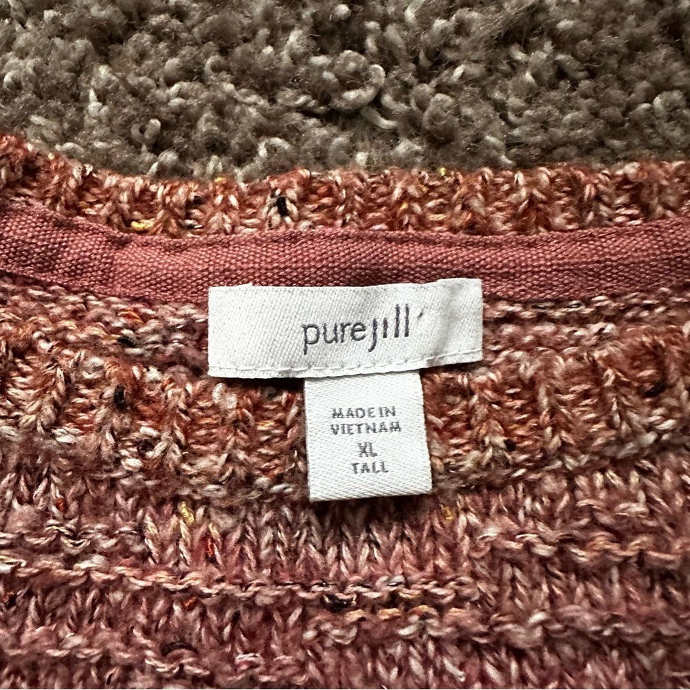 J. Jill Pure Jill Multicolored Textured Pink Ombre Crewneck Knit Sweater XL Tall - Picture 5 of 7